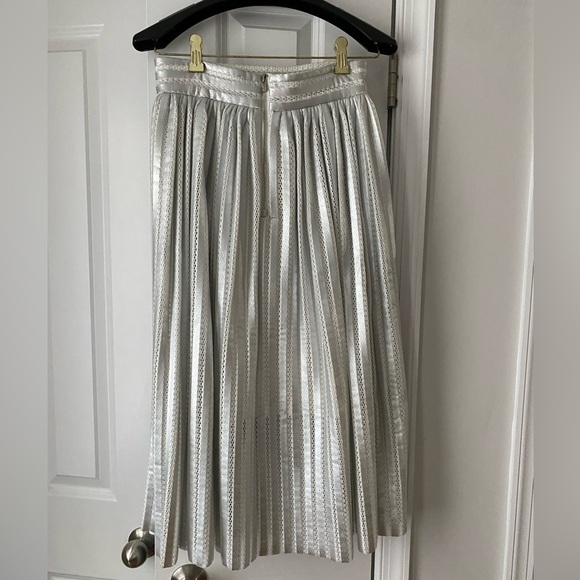 MAJE metallic midi skirt in silver and white size 2 (medium/6) NWT - Picture 3 of 5